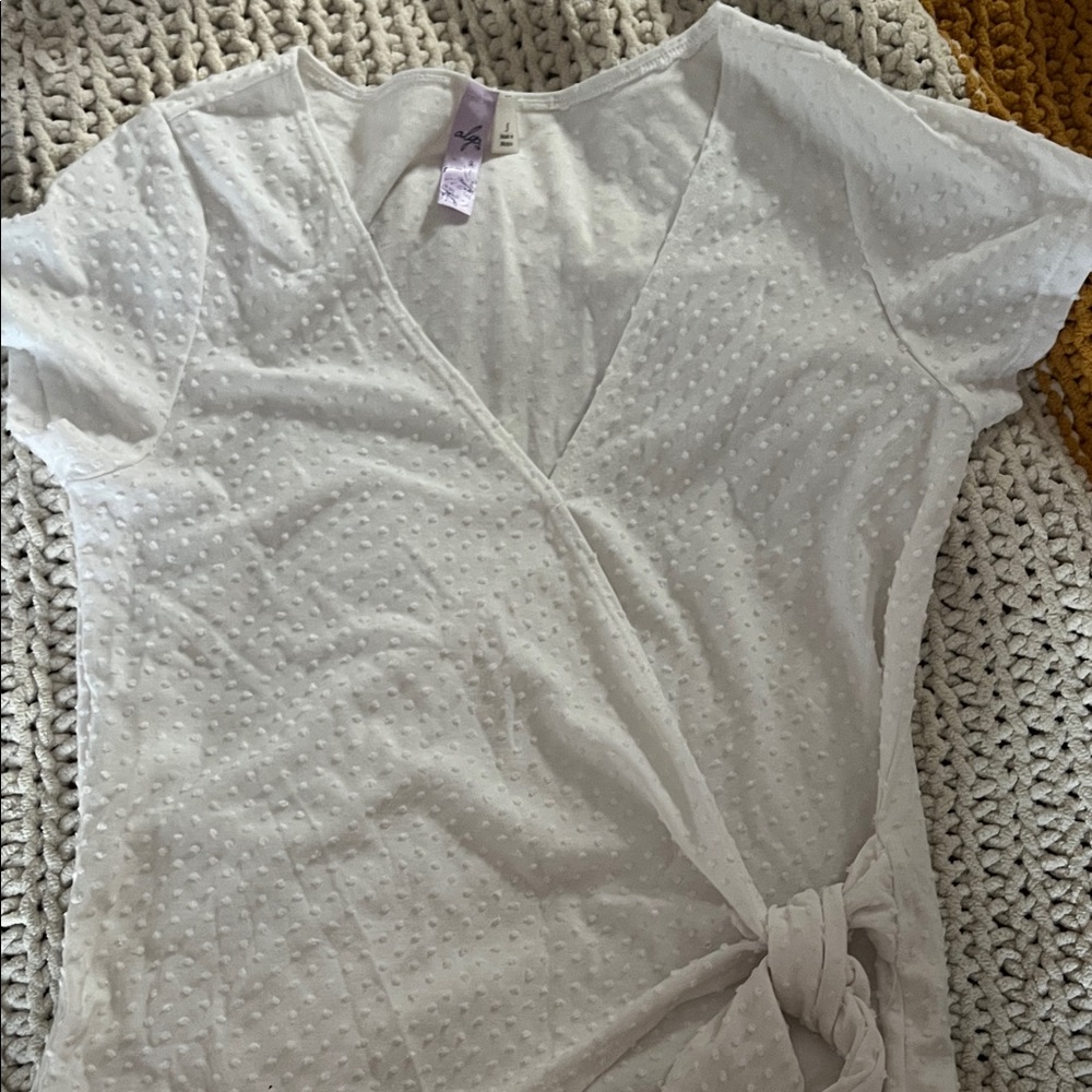 Alya White Textured Wrap Blouse